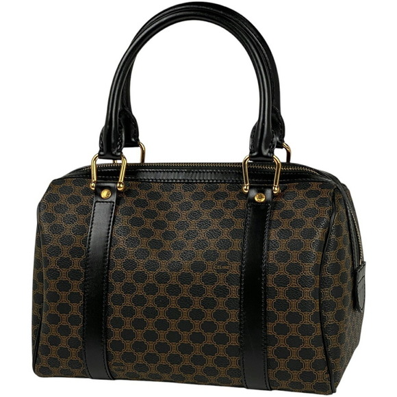 Celine brown Macadam canvas Boston handbag black bag - Picture 1 of 7